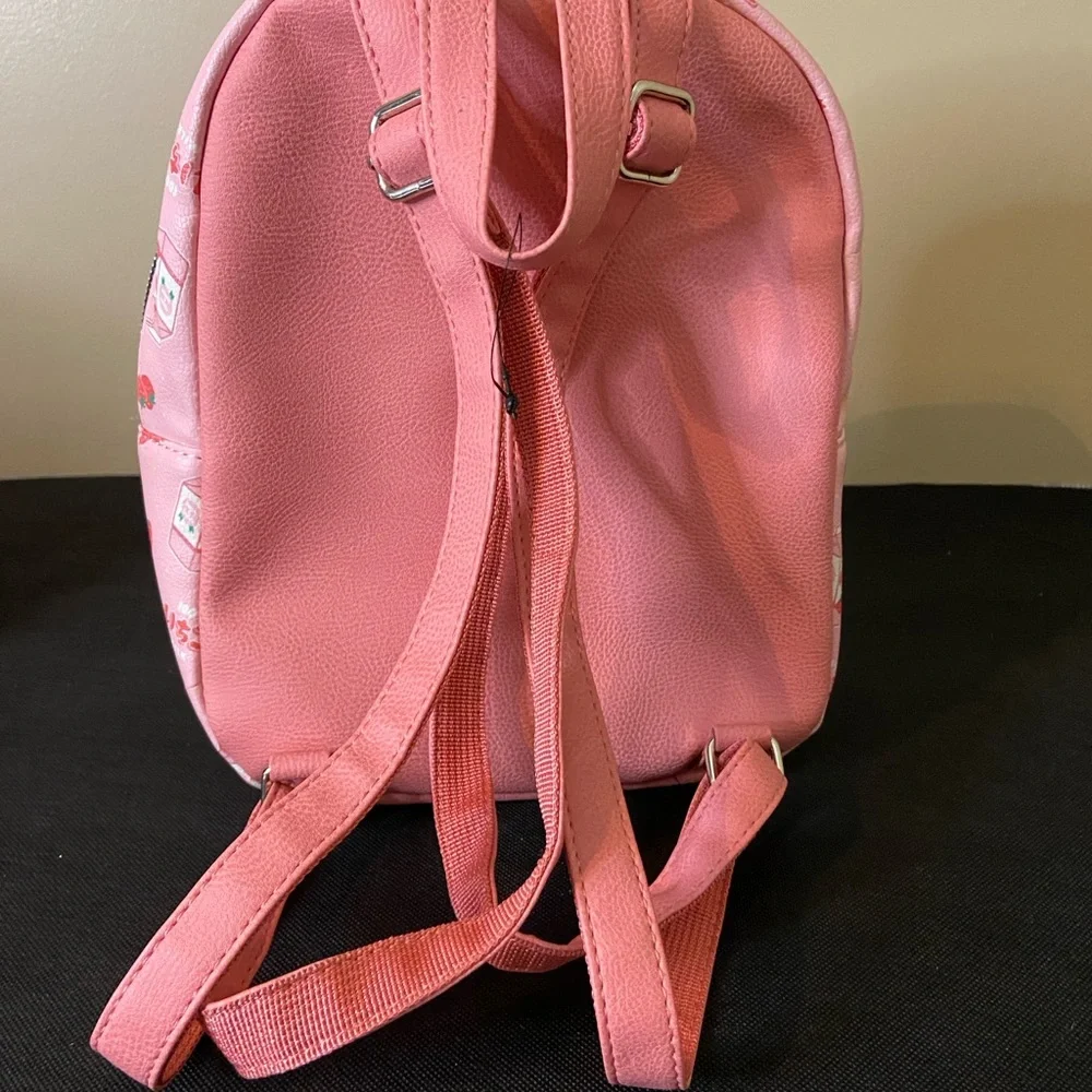 Charming Pink‎ Kids Backpack with Strawberry and Milk Print
